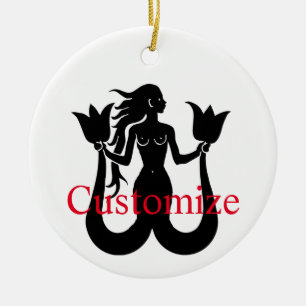 Zwei Schwanz Mermaid Silhouette Thunder_Cove Keramik Ornament