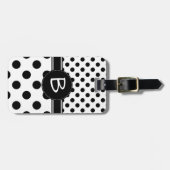 Zwei Schwarz-Polka-Dot-Muster Monogram Gepäckanhänger (Vorderseite horizontal)