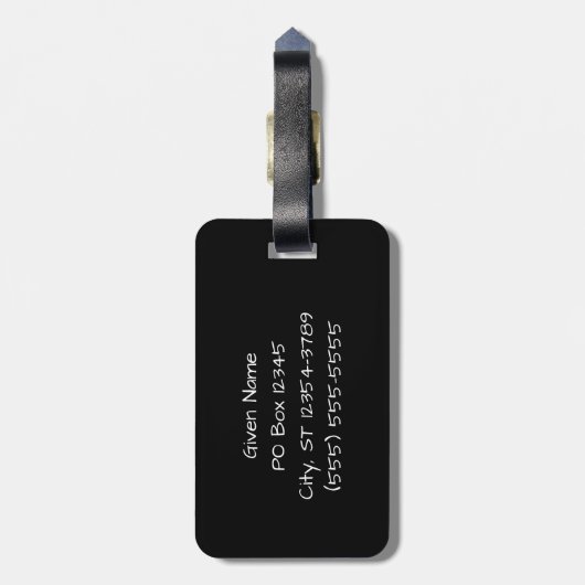 Zwei Schwarz-Polka-Dot-Muster Monogram Gepäckanhänger (Rückseite vertikal)