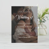 Zwei Schwarz-Weiß-Foto mit QR-CODE-Hochzeit Einladung (Stehend Vorderseite)