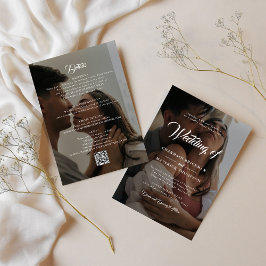 Zwei Schwarz-Weiß-Foto mit QR-CODE-Hochzeit Einladung