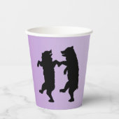 Zwei Schwarze Bären tanzen auf Lila Silhouette Pappbecher (Vorderseite)
