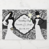 Zwei schwarze Briden Unser Hochzeitstag Botanische Schaumweinetikett (Einzelnes Label)