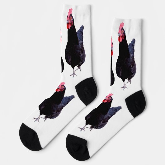 Zwei schwarze Hühner, Crew Socken (Linkes Detail)