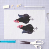 Zwei schwarze Hühner, Seidenpapier (Handwerk)