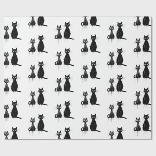 Zwei schwarze Katzen Design Geschenkpapier (Flach)