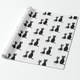 Zwei schwarze Katzen Design Geschenkpapier
