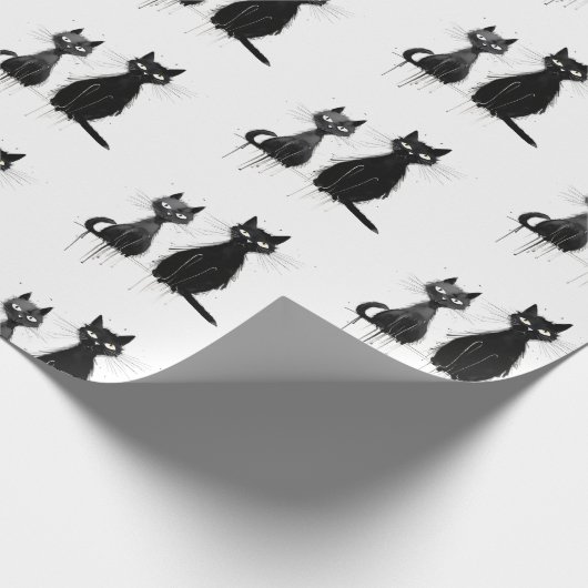 Zwei schwarze Katzen Design Geschenkpapier (Ecke)