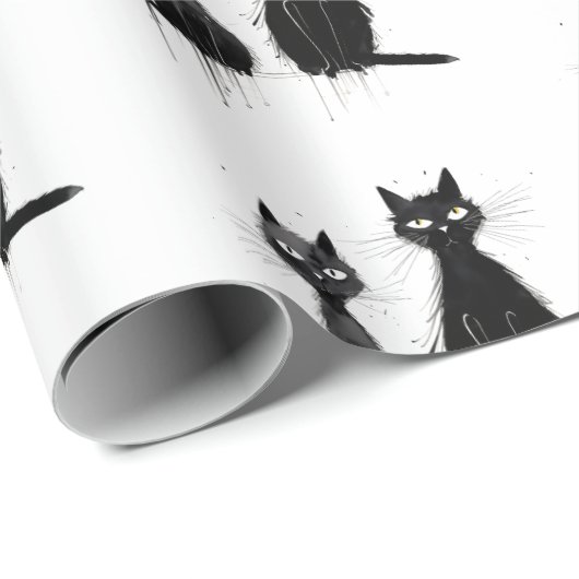 Zwei schwarze Katzen Design Geschenkpapier (Rolleneckpunkt)