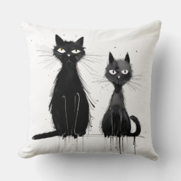 Zwei schwarze Katzen Design Kissen