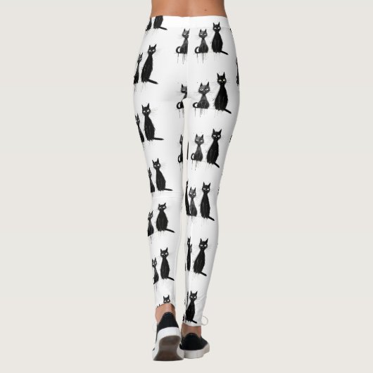 Zwei schwarze Katzen Design Leggings (Rückseite)