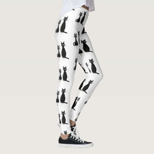 Zwei schwarze Katzen Design Leggings (Rechts)