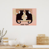 Zwei schwarze Katzen Druck Poster (Küche)