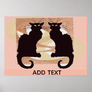 Zwei schwarze Katzen Druck Poster