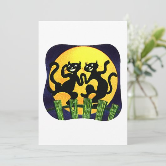 Zwei schwarze Katzen Einladung (Stehend Vorderseite)