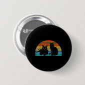 Zwei schwarze Katzen farbenfroher Hintergrund Katz Button (Vorne & Hinten)