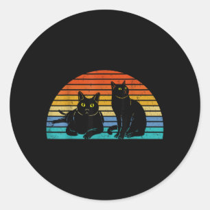 Zwei schwarze Katzen farbenfroher Hintergrund Katz Runder Aufkleber