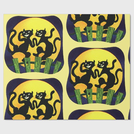 Zwei schwarze Katzen Geschenkpapier (Flach)