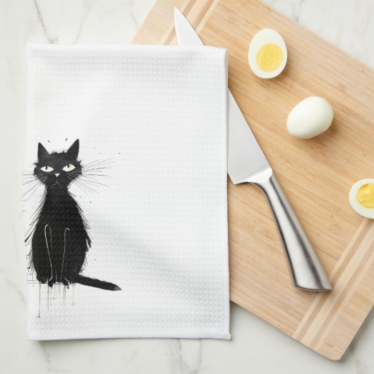 Zwei schwarze Katzen Küchentücher (Viertel Falte)