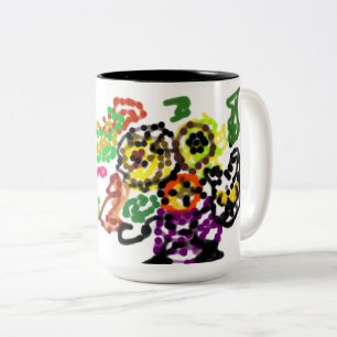 Zwei schwarze Katzen lieben den Herbst Zweifarbige Tasse