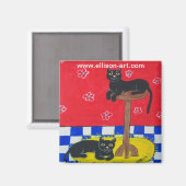 Zwei Schwarze Katzen Magnet (Vorderseite/Rückseite)