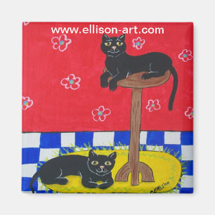 Zwei schwarze Katzen-Magnet Magnet