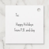 Zwei schwarze Katzen mit Geschenken und Ziergesche Geschenkanhänger (Rückseite)