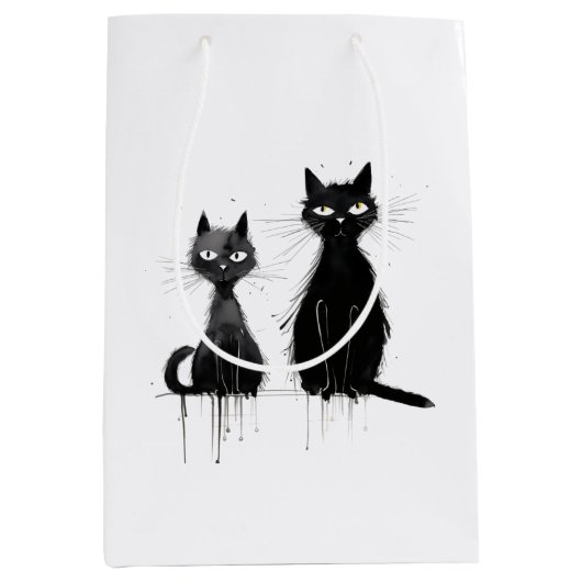Zwei schwarze Katzen Mittlere Geschenktüte (Vorderseite)