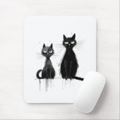 Zwei schwarze Katzen Mousepad (Mit Mouse)