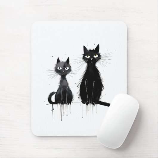 Zwei schwarze Katzen Mousepad (Mit Mouse)