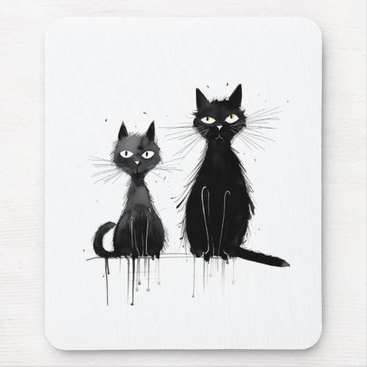 Zwei schwarze Katzen Mousepad (Vorne)