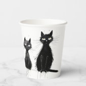 Zwei schwarze Katzen Pappbecher (Rückseite)