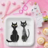 Zwei schwarze Katzen Pappteller (Party)