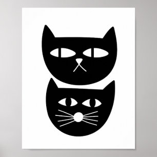 Zwei schwarze Katzen Poster