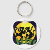 Zwei schwarze Katzen Schlüsselanhänger (Rückseite)