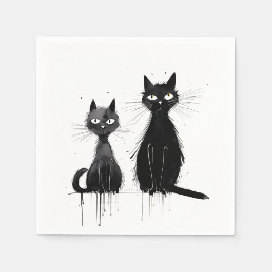 Zwei schwarze Katzen Serviette (Vorderseite)