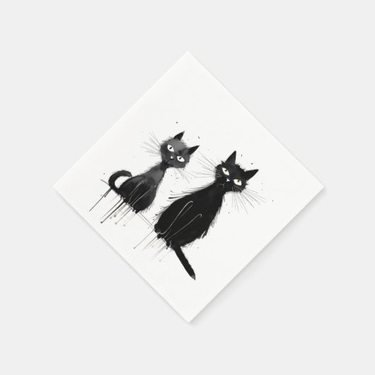 Zwei schwarze Katzen Serviette (Ecke)