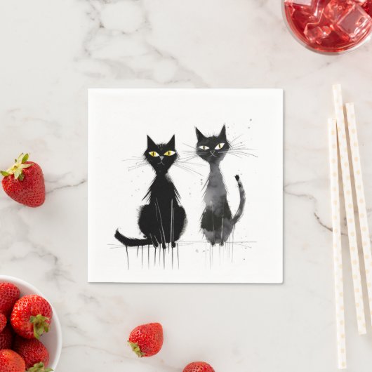 Zwei schwarze Katzen Serviette (Beispiel)