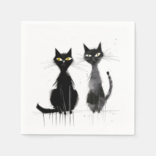 Zwei schwarze Katzen Serviette (Vorderseite)