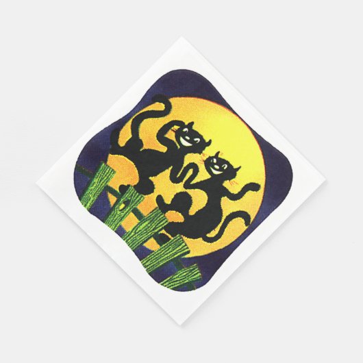 Zwei schwarze Katzen Serviette (Ecke)