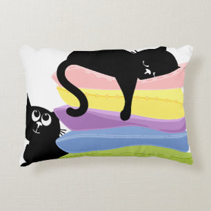 Zwei schwarze Katzen Welliger Regenbogen Moderne K Dekokissen