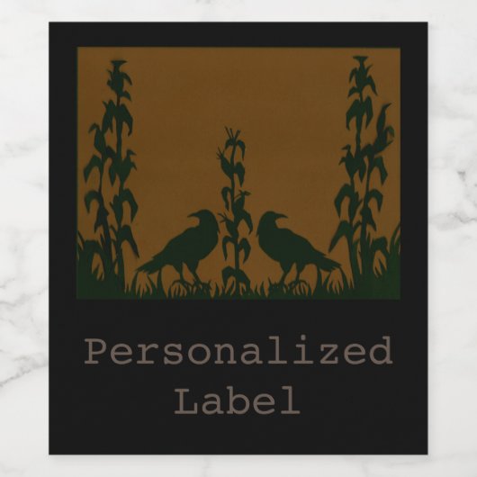 Zwei schwarze Krähen Weinetikett (Einzelnes Label)