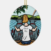 Zwei schwarze Labrador-Engel und Mama 2 Keramikornament (Rechts)