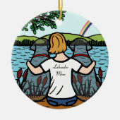 Zwei schwarze Labrador-Engel und Mama 2 Keramikornament (Vorne)