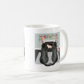 Zwei schwarze Labrador Hunde Weihnachten Feuerplat Kaffeetasse (VorderseiteRechts)