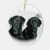 Zwei Schwarze Labrador Ornament (Links)