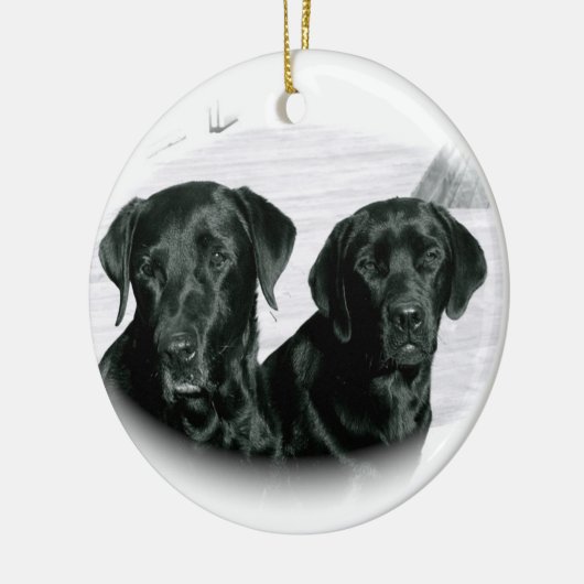 Zwei Schwarze Labrador Ornament (Links)