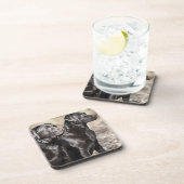 Zwei schwarze Labrador-Retriever Getränkeuntersetzer (Rechte Seite)