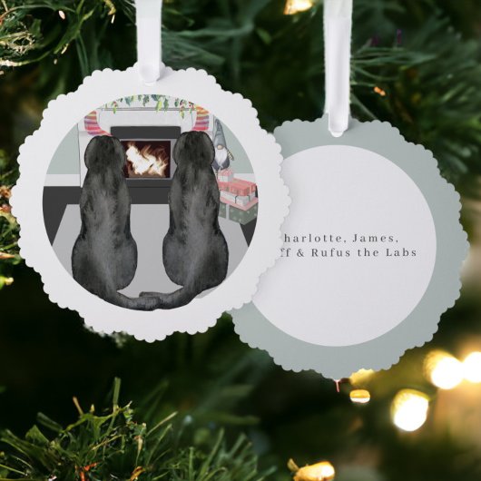 Zwei schwarze Labrador Retriever Ornament Karte