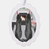 Zwei schwarze Labrador Retriever Ornament Karte (Links)